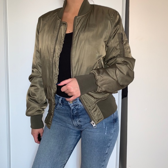 Olive Green Bomber Jacket - Picture 1 of 5